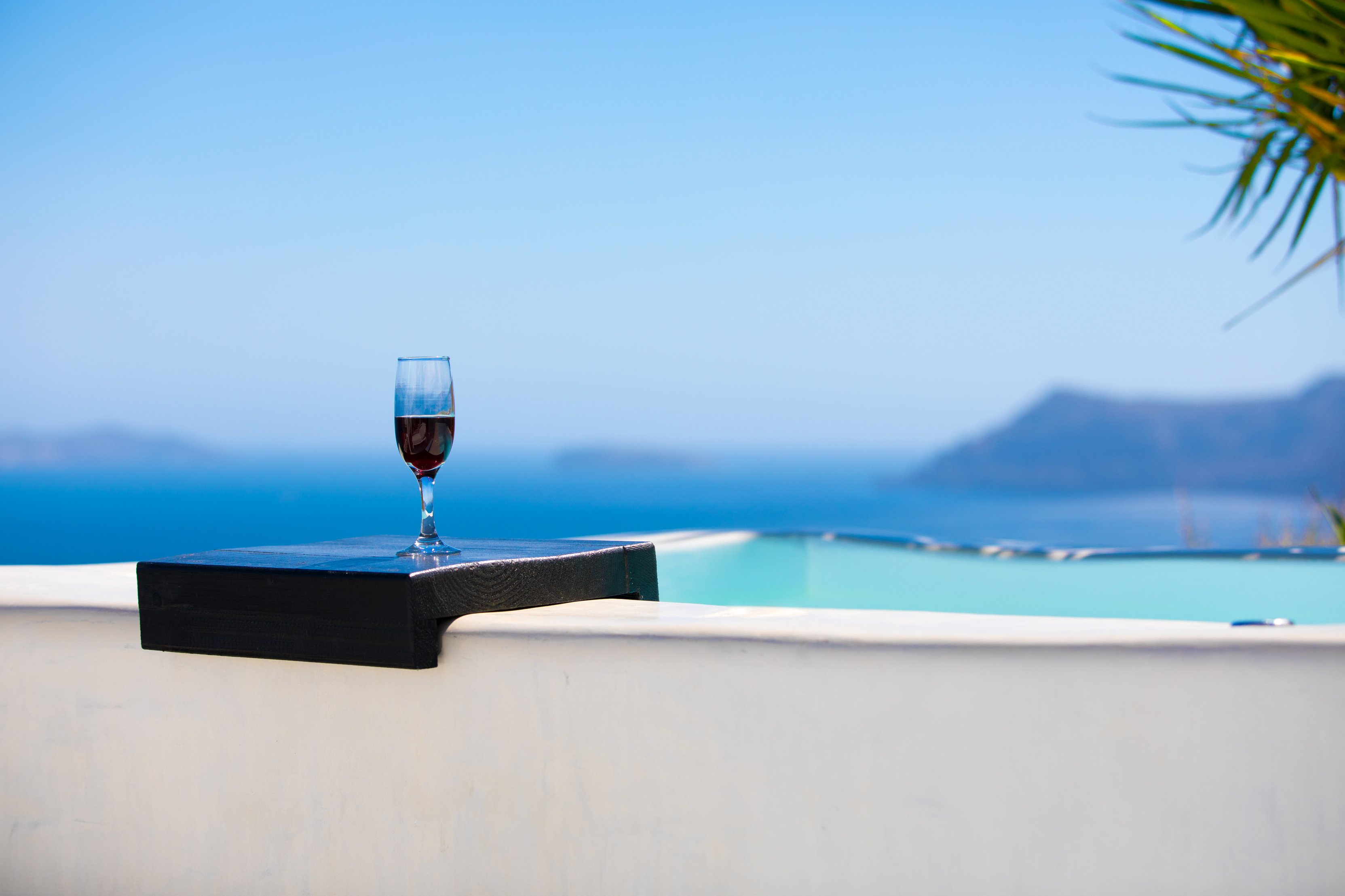 Glass of Wine by Outdoor Bathtub